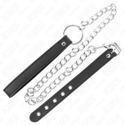 Kink - Anneau Pénis En Cuir 21,5 X 2 Cm Avec Chaîne En Métal De 60 Cm Et Sangle En Cuir